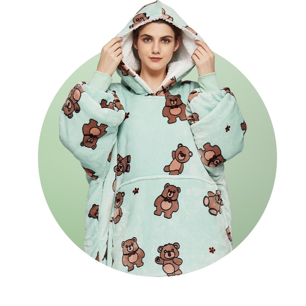 Luxe snuggie deken met capuchon - beren