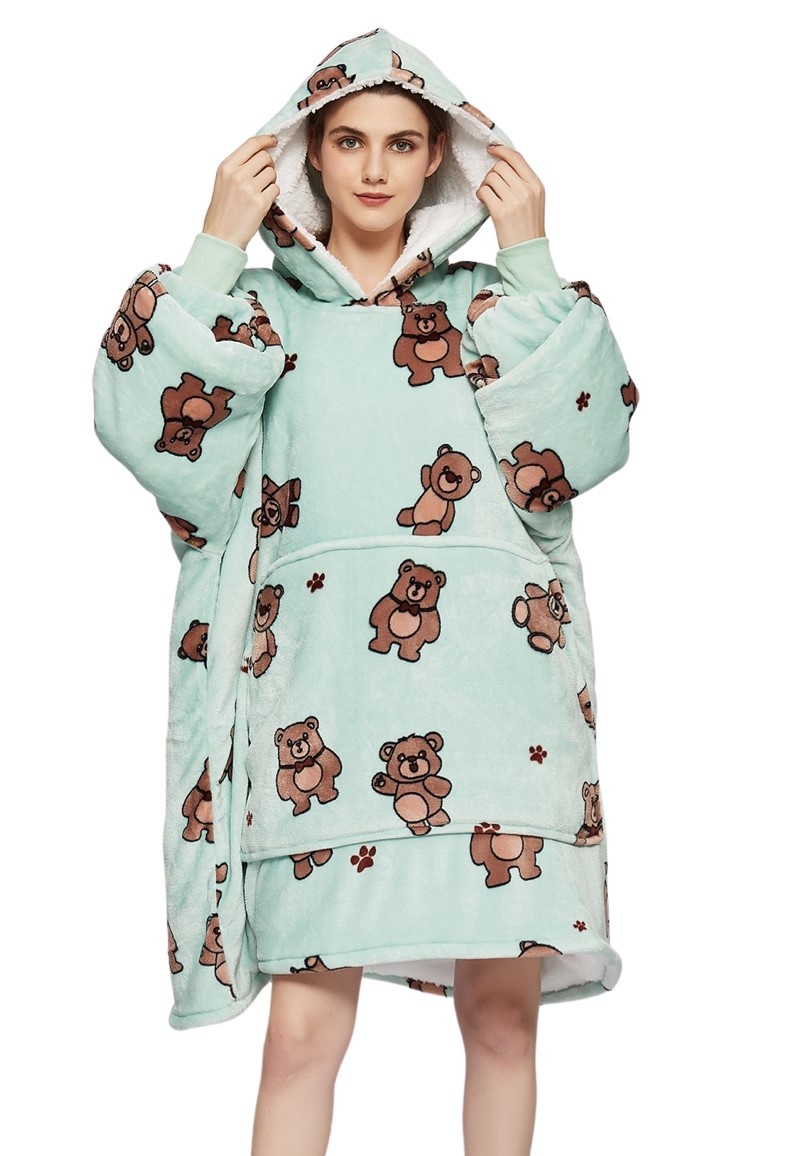 Luxe snuggie deken met capuchon - beren