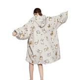 Fleece deken met mouwen & capuchon - katjes