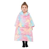 Fleece deken met mouwen & capuchon - kind - unicorn - Glow in the dark