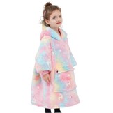 Fleece deken met mouwen & capuchon - kind - unicorn - Glow in the dark