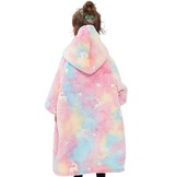 Fleece deken met mouwen & capuchon - kind - unicorn - Glow in the dark