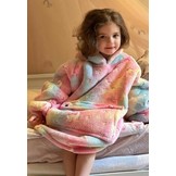 Fleece deken met mouwen & capuchon - kind - unicorn - Glow in the dark