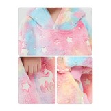 Fleece deken met mouwen & capuchon - kind - unicorn - Glow in the dark