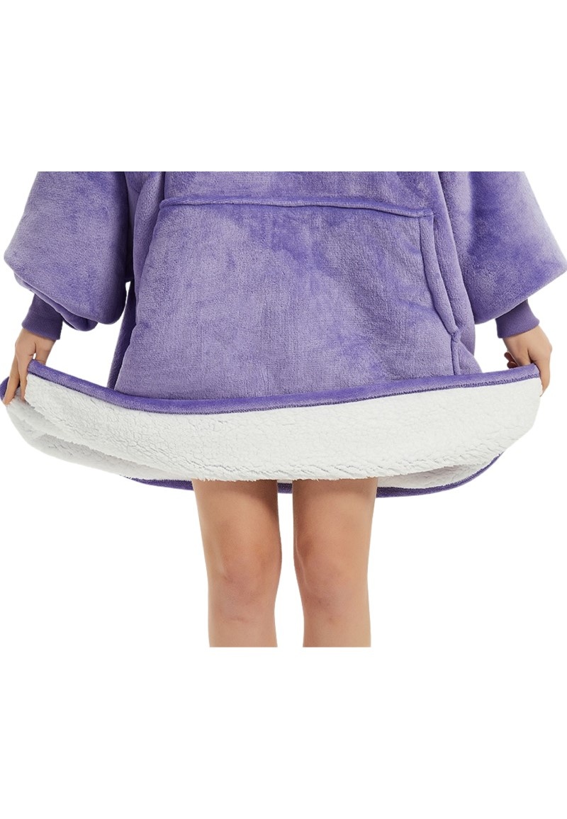 Luxe snuggie deken met capuchon - paars