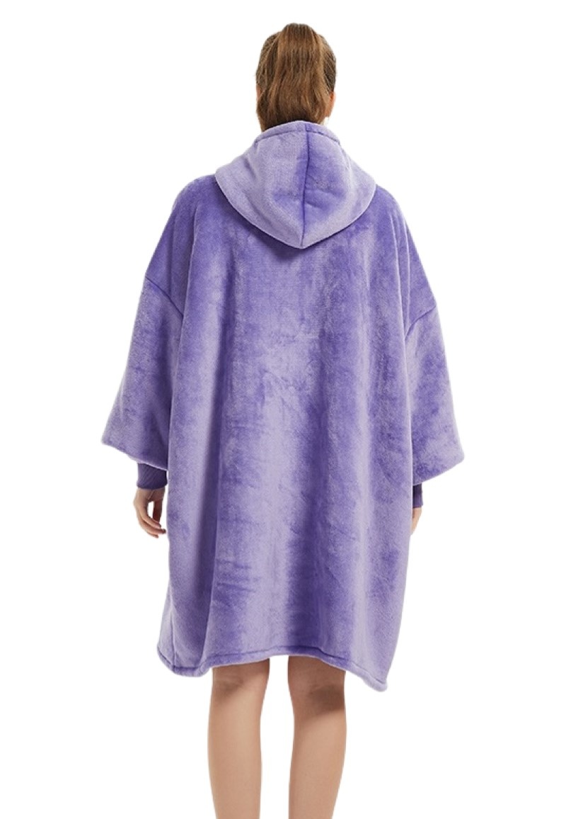 Luxe snuggie deken met capuchon - paars