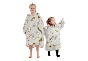 Fleece deken met mouwen & capuchon - kind - katjes
