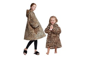 Fleece deken met mouwen & capuchon - kind - leopard