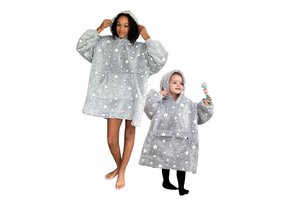 Fleece deken met mouwen & capuchon - kind - Glow in the Dark