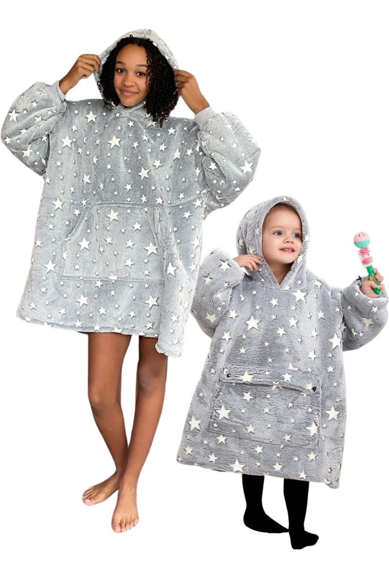 Luxe snuggie deken kind met capuchon - Glow in the Dark