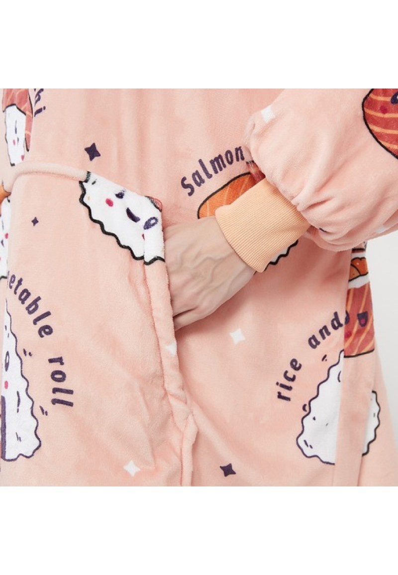 Luxe snuggie deken met capuchon - sushi