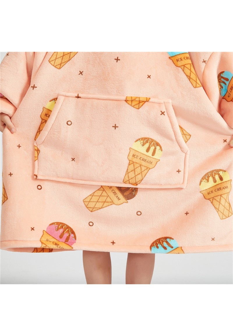 Luxe snuggie deken kind met capuchon - unicorn - Glow in the dark - ijsjes