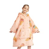 Fleece deken met mouwen & capuchon - kind - ijsjes