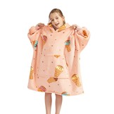 Fleece deken met mouwen & capuchon - kind - ijsjes