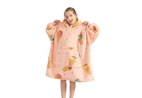 Fleece deken met mouwen & capuchon - kind - ijsjes
