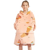 Fleece deken met mouwen & capuchon - kind - ijsjes