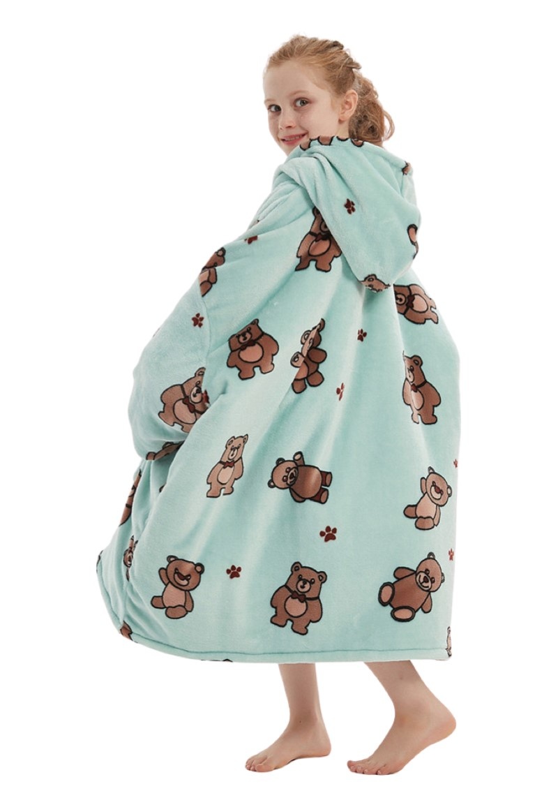 Luxe snuggie deken kind met capuchon - beren