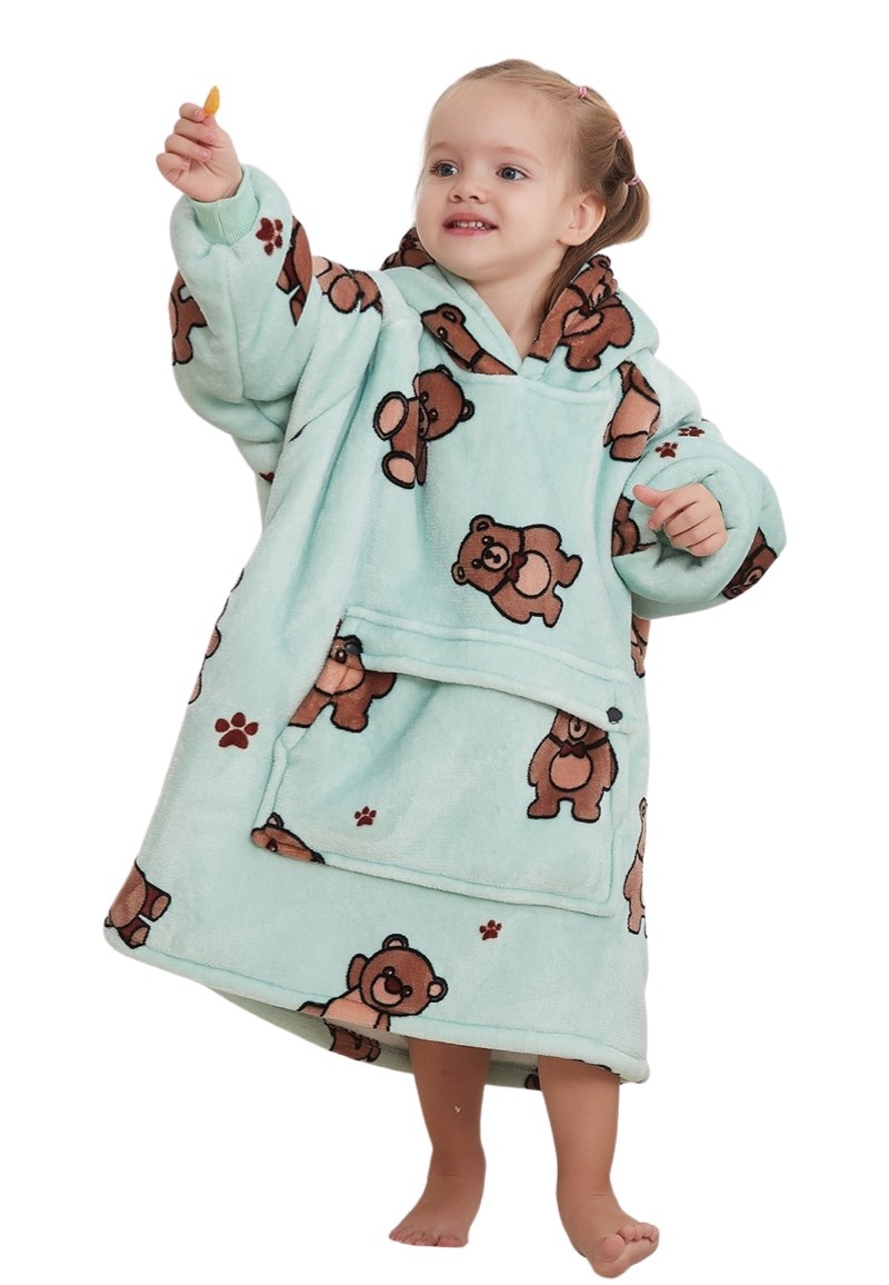 Luxe snuggie deken kind met capuchon - beren