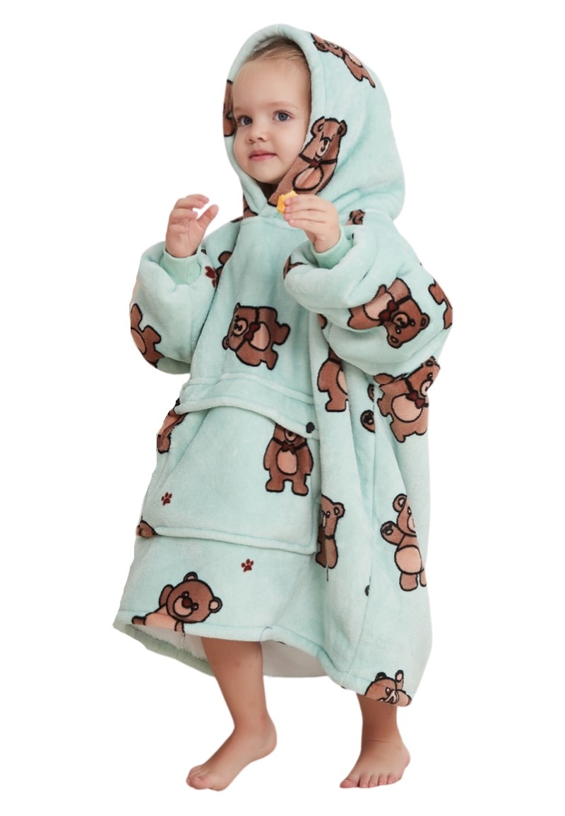 Luxe snuggie deken kind met capuchon - beren