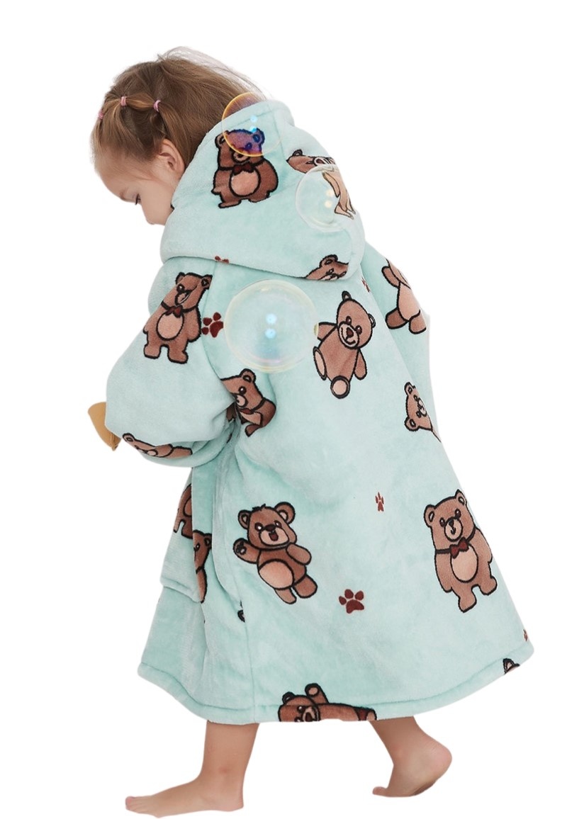 Luxe snuggie deken kind met capuchon - beren