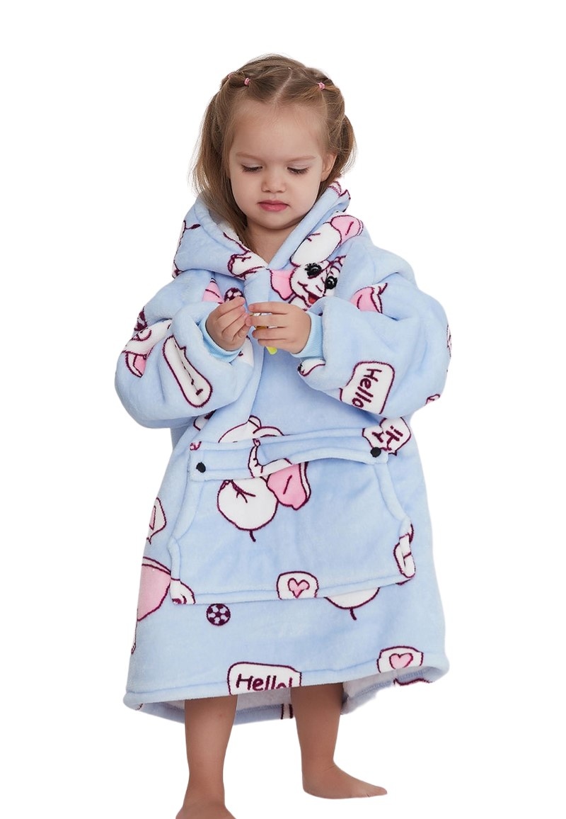 Luxe snuggie deken kind met capuchon - olifanten