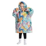 Kinder fleece deken met capuchon - zebra's