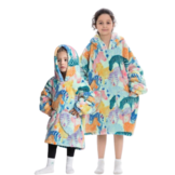 Kinder fleece deken met capuchon - zebra's