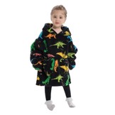Kinder fleece deken met capuchon - dino's