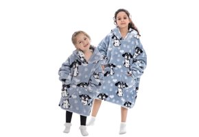 Kinder fleece deken met capuchon - hond