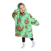 Kinder fleece deken met capuchon - katten