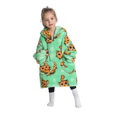 Kinder fleece deken met capuchon - katten