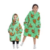 Kinder fleece deken met capuchon - katten