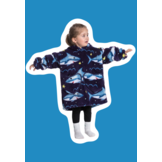 Kinder fleece deken met capuchon - haaien