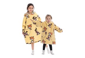 Kinder fleece deken met capuchon - hond & kat