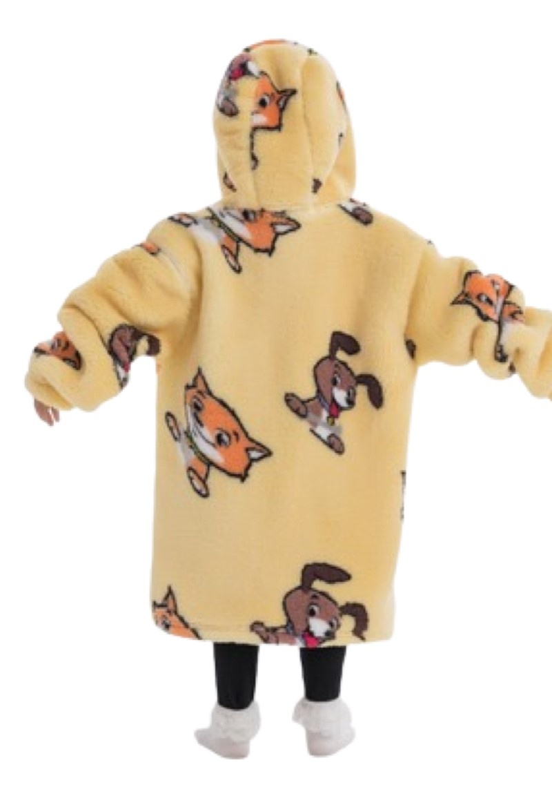 kinder fleece deken met capuchon - hond & kat