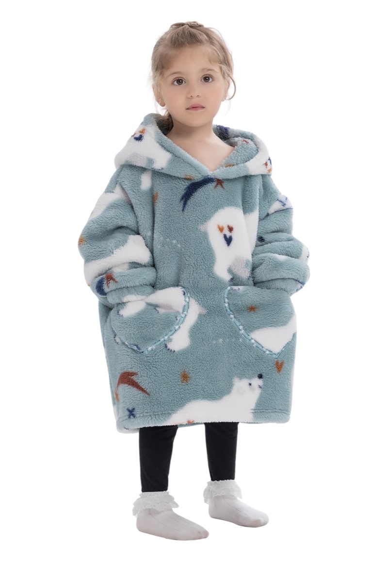 Kinder snuggie deken met capuchon - ijsberen