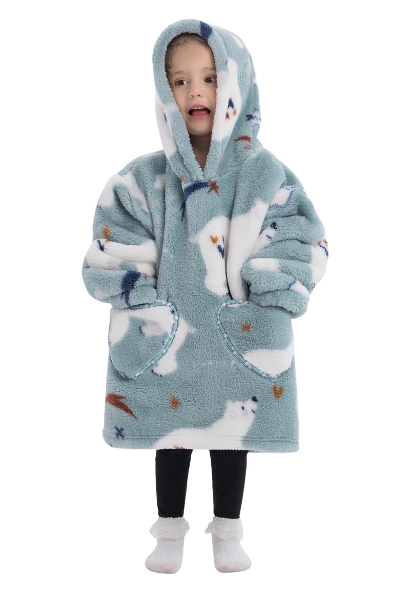 Kinder snuggie deken met capuchon - ijsberen