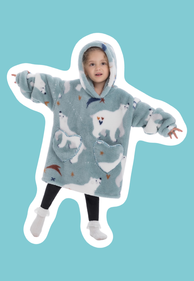 Kinder snuggie deken met capuchon - ijsberen