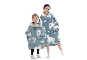 Kinder fleece deken met capuchon - ijsberen