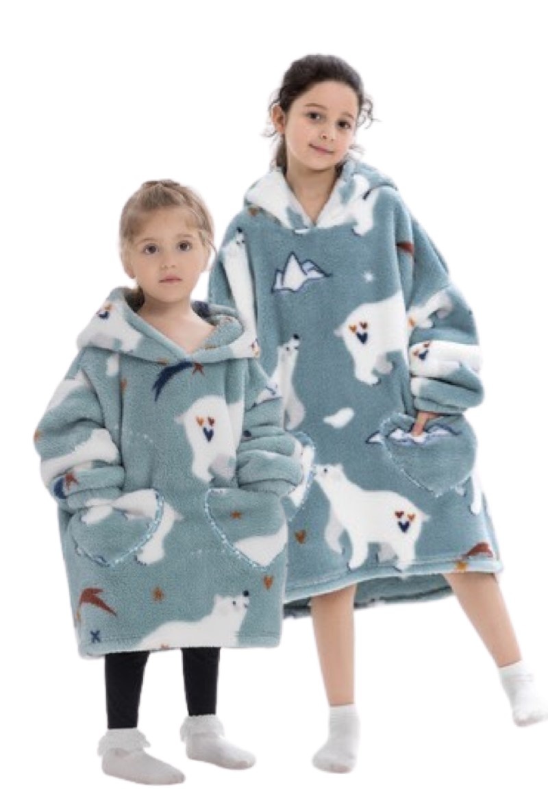 Kinder snuggie deken met capuchon - ijsberen