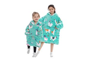 Kinder fleece deken met capuchon  - Alpaca's