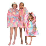 Fleece deken met mouwen & capuchon - kind - unicorn - Glow in the dark