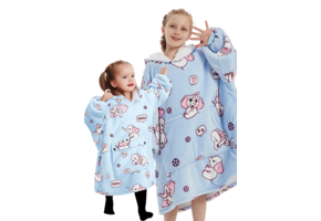 Fleece deken met mouwen & capuchon - kind - olifanten