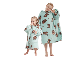 Fleece deken met mouwen & capuchon - kind - beren