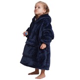 Fleece deken met mouwen & capuchon - kind - blauw