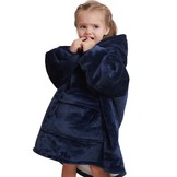Fleece deken met mouwen & capuchon - kind - blauw