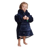 Fleece deken met mouwen & capuchon - kind - blauw
