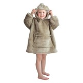 Fleece deken met mouwen & capuchon - kind - beige