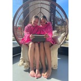 Fleece deken met mouwen & capuchon - kind - roze