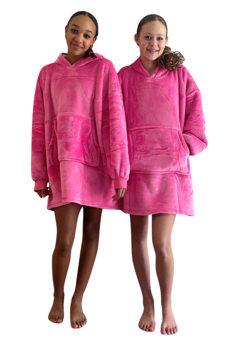 Luxe deken kind met capuchon - roze